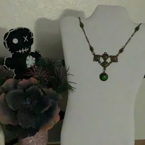 Color Changing Mood Stone on Bronze Chinese Knot Charm and Scroll Linked Chain